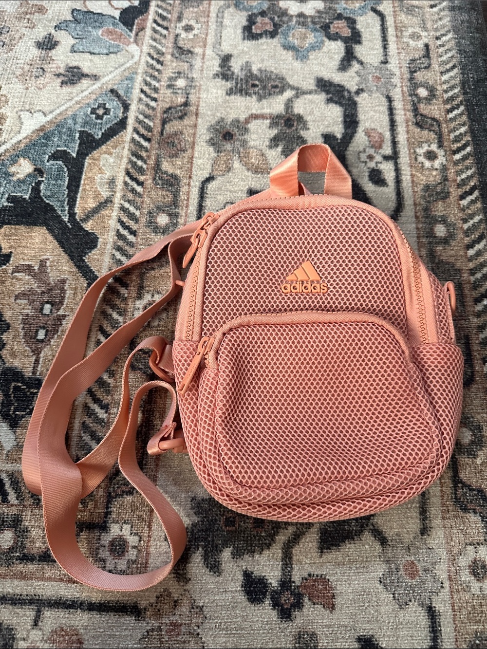 adidas Coral Pink Mesh Mini Crossbody Bag